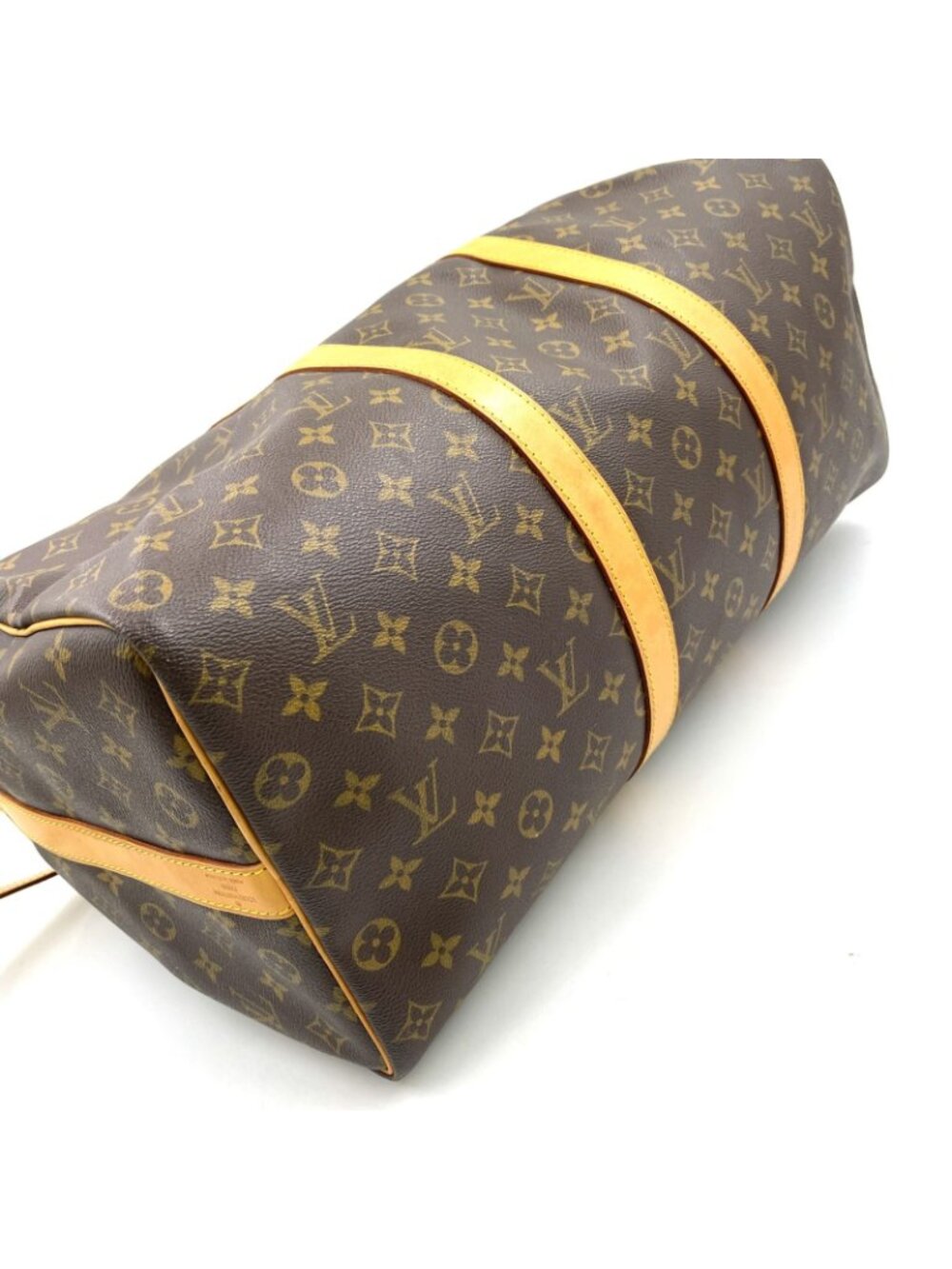 Louis Vuitton Keepall Bandouliere 50 Monogram Leather Brown Boston Bag Gold - Picture 14 of 15